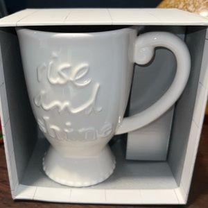 Rise & Shine NEW Ceramic Tall White Coffee Mug C.R. Gibson Jewelry Box Gift Box